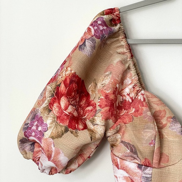 Asos | Garden Party Vintage Cup Prom Midi Floral Puff Sleeve Scuba Dress | 4 - Picture 3 of 14